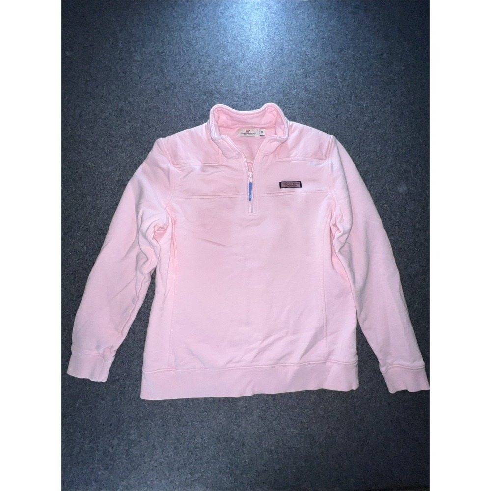 Vineyard Vines Pullover Womens M Pink Quarter Zip Fleece 100% Cotton Sweatshirt - Picture 1 of 11